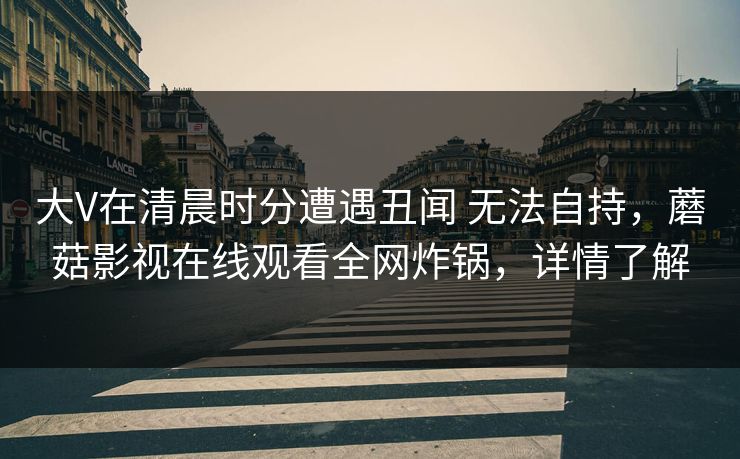 大V在清晨时分遭遇丑闻 无法自持，蘑菇影视在线观看全网炸锅，详情了解