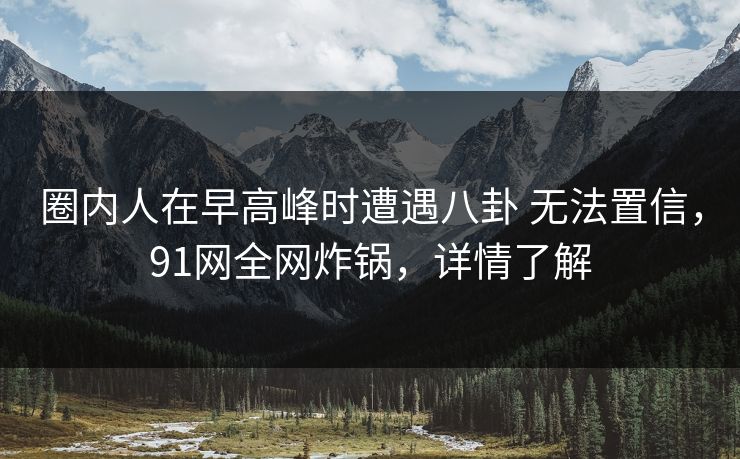 圈内人在早高峰时遭遇八卦 无法置信，91网全网炸锅，详情了解