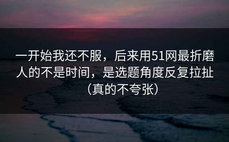 一开始我还不服，后来用51网最折磨人的不是时间，是选题角度反复拉扯（真的不夸张）
