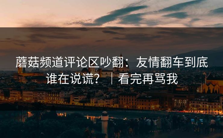 蘑菇频道评论区吵翻：友情翻车到底谁在说谎？｜看完再骂我
